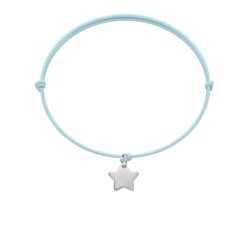 Bransoletka z posrebrzaną gwiazdką na cienkim błękitnym sznurku. Niebieskie bransoletki Lilou, posrebrzane. Za 89.00 zł.