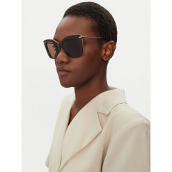 Okulary przeciwsłoneczne Max Mara. Brązowe okulary przeciwsłoneczne Max Mara, bez wzorów. Za 789.99 zł.