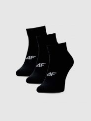 4F Skarpetki casual za kostkę (3-pack) damskie - czarne 35-38. Czarne skarpety 4f, bez wzorów, z bawełny. Za 49.99 zł.