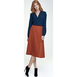 Ruda Spódnica Trapezowa Midi. Czerwone spódnice Molly.pl, na co dzień, s, bez wzorów, eleganckie, midi, trapezowe. Za 99.90 zł.