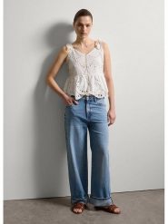 STEFANEL Bluzka w kolorze białym rozmiar: S. Białe bluzki Stefanel, s, bez wzorów, z bawełny, bez kołnierzyka, bez ramiączek. Za 113.99 zł.