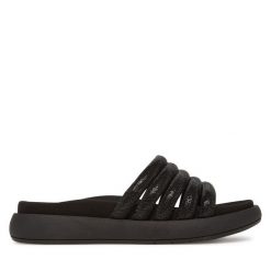 Klapki Gabor. Czarne klapki Gabor, bez wzorów, bez obcasa. Za 449.99 zł.