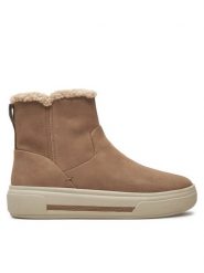 Clarks Botki Hollyhock Lane 26178840 Beżowy. Brązowe botki Clarks, bez wzorów, z nubiku, bez obcasa, na płaskiej podeszwie, bez zapięcia. Za 629.99 zł.