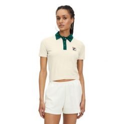 Koszulka polo damska FILA Looknow. Brązowe bluzki Fila, m, bez wzorów, bez kołnierzyka, bez ramiączek. Za 119.99 zł.