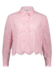 ONLY Bluzka w kolorze jasnoróżowym rozmiar: M. Różowe bluzki Only, m, bez wzorów, z bawełny, bez kołnierzyka, bez ramiączek. Za 104.99 zł.