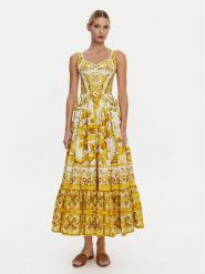 Dolce&Gabbana Sukienka letnia F6AEIT HH5A1 Żółty Regular Fit. Żółte sukienki Dolce&Gabbana, na lato, bez wzorów, z bawełny, bez kołnierzyka, bez ramiączek. Za 6,799.00 zł.