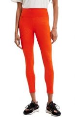 Desigual Lemon legginsy damskie pomarańczowe 7/8 wysoki pas L. Brązowe legginsy Desigual, l, bez wzorów, z elastanu. Za 284.99 zł.