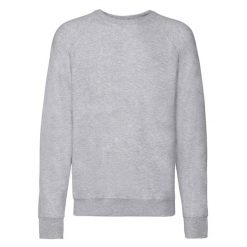 Lekka Raglanowa Bluza Unisex Dla Dorosłych. Szare bluzy FRUIT OF THE LOOM, m, bez wzorów, z bawełny, bez kaptura. Za 92.99 zł.