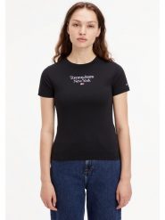 TOMMY JEANS Koszulka w kolorze czarnym rozmiar: M. Czarne bluzki Tommy Jeans, m, bez wzorów, z jeansu, bez kołnierzyka, bez ramiączek. Za 70.74 zł.