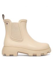 Tommy Hilfiger Kalosze Flag Cleated FW0FW09387 Beżowy. Brązowe kalosze TOMMY HILFIGER, bez wzorów, z gumy. Za 449.99 zł.