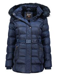 Geographical Norway Płaszcz zimowy "Aimeraude" w kolorze granatowym rozmiar: S. Niebieskie płaszcze Geographical Norway, na zimę, s, bez wzorów, z puchu, bez kaptura. Za 285.49 zł.