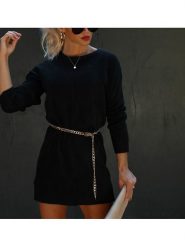 Milan Kiss Sukienka dzianinowa w kolorze czarnym rozmiar: L. Czarne sukienki Milan Kiss, na co dzień, l, bez wzorów, z dzianiny, bez kołnierzyka, bez ramiączek, mini, proste. Za 130.99 zł.