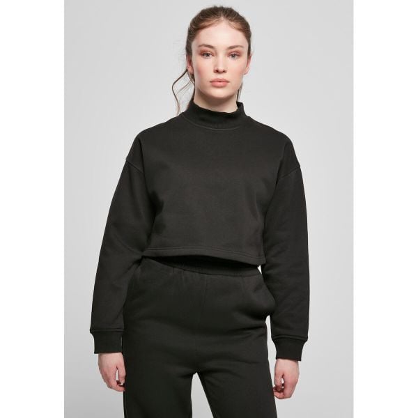 Bluza damska Urban Classics cropped oversized high neck crew-Duże rozmiary. Czarne bluzy Urban Classics, bez wzorów, bez kaptura. Za 198.50 zł.