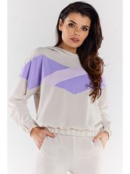 Awama Bluza w kolorze beżowo-lawendowym rozmiar: XL. Brązowe bluzy Awama, xl, bez wzorów, z kapturem. Za 107.99 zł.