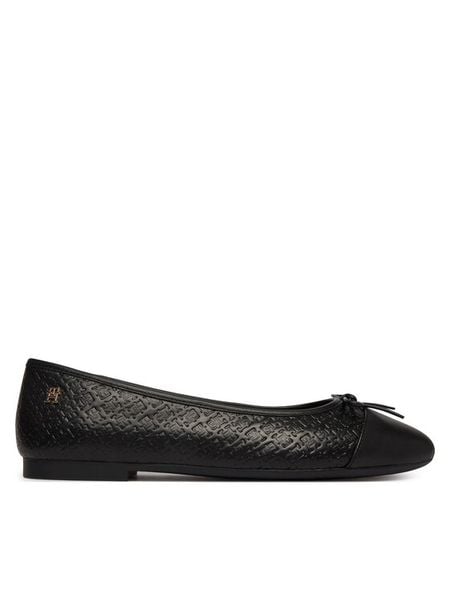 Tommy Hilfiger Baleriny Th Monogram Ballerina FW0FW09468 Czarny. Czarne baleriny TOMMY HILFIGER, bez wzorów, ze skóry, bez obcasa. Za 239.99 zł.