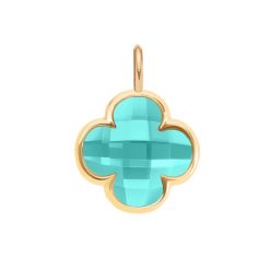 Zawieszka Mini Icons koniczyna z turkusowym kryształem, pozłacana. Niebieskie bransoletki Lilou, pozłacane. Za 99.00 zł.