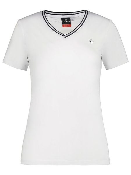 LUHTA Koszulka "Honko" w kolorze białym rozmiar: L. Białe bluzki Luhta, l, bez wzorów, bez kołnierzyka, bez ramiączek. Za 74.28 zł.