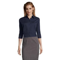 Bluzka Damska Z Elastycznym Rękawem 3/4. Niebieskie bluzki SOL'S, m, bez wzorów, casualowe, bez kołnierzyka, bez ramiączek. Za 142.99 zł.