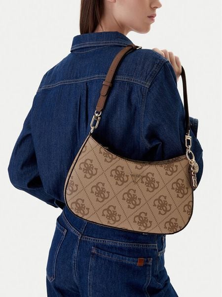 Guess Torebka Noelle II HWSO96 72180 Beżowy. Brązowe torebki klasyczne Guess, z aplikacjami, ze skóry, bez dodatków. Za 549.99 zł.