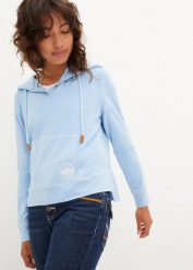 Bluza z kapturem. Niebieskie bluzy bonprix, bez wzorów, z kapturem. Za 59.99 zł.