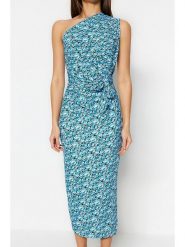 Trendyol Sukienka w kolorze błękitno-czarno-białym rozmiar: XS. Niebieskie sukienki Trendyol, xs, bez wzorów, bez kołnierzyka, bez ramiączek, maxi. Za 52.99 zł.
