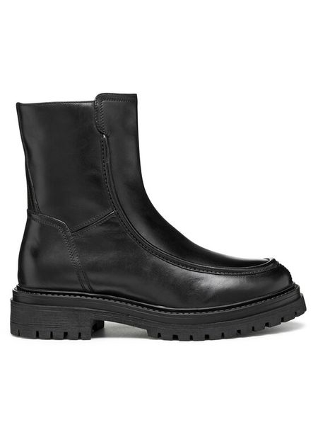 Geox Kozaki D Iridea D56HRG 00043 C9999 Czarny. Czarne kozaki Geox, ze skóry, bez obcasa, na płaskiej podeszwie, bez zapięcia. Za 639.99 zł.