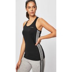 Adidas - Top. Czarne koszulki sportowe Adidas, bez wzorów, z dzianiny, bez ramiączek, climalite (adidas). Za 99.90 zł.
