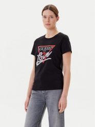 Guess T-Shirt W5YI40 I3Z14 Czarny Regular Fit. Czarne t-shirty Guess, xl, z aplikacjami, z bawełny, bez kołnierzyka, bez ramiączek. Za 199.99 zł.