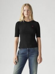Levi's Koszulka "Luca" w kolorze czarnym rozmiar: M. Czarne bluzki Levi's®, m, bez wzorów, z bawełny, bez kołnierzyka, bez ramiączek. Za 70.74 zł.