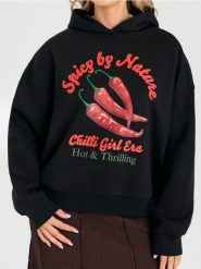 Dresowa bluza hoodie z kontrastowym nadrukiem - czarny. Czarne bluzy Sinsay, l, bez wzorów, z dresówki, bez kaptura. Za 49.99 zł.