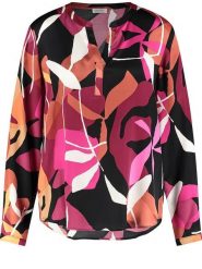 Gerry Weber Bluzka w kolorze czarno-różowo-pomarańczowym rozmiar: 38. Czarne bluzki Gerry Weber, bez wzorów, z wiskozy, bez kołnierzyka, bez ramiączek. Za 118.84 zł.