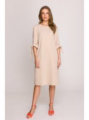 Stylove Sukienka w kolorze beżowym rozmiar: XL. Brązowe sukienki Stylove, na co dzień, xl, bez wzorów, bez kołnierzyka, bez ramiączek, midi, proste. Za 202.03 zł.
