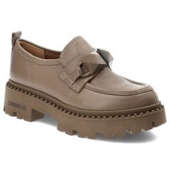 Brązowe Półbuty Chebello Modne Skórzane Mokasyny Damskie. Brązowe mokasyny CheBello, bez wzorów, ze skóry, bez obcasa. Za 458.99 zł.