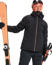 Kurtka do sportów zimowych techniczna damska SNOWYHILL PUFFY. Czarne kurtki narciarskie Roxy, s, bez wzorów, z materiału, bez kaptura, narciarskie. Za 599.99 zł.