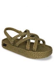 Bohonomad Sandały Bodrum Platform BOD.0011.PRS Khaki. Brązowe sandały Bohonomad, bez wzorów, z materiału, bez obcasa, na płaskiej podeszwie, bez zapięcia. Za 289.99 zł.