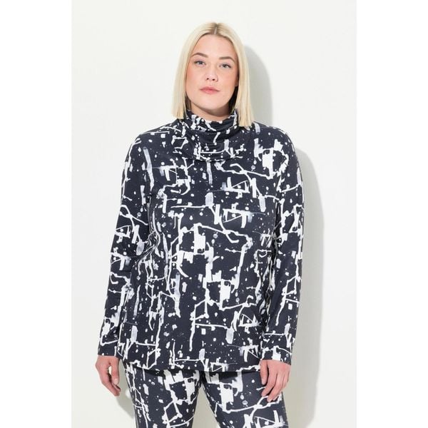 Damskie Bluzka funkcyjna komin dekolt w szpic długi rękaw z recyklingu. Czarne koszulki sportowe Ulla Popken, bez wzorów, z elastanu, bez ramiączek. W wyprzedaży za 143.99 zł.