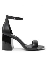 DKNY Sandały Scarla K3407532 Czarny. Czarne sandały DKNY, bez wzorów, ze skóry, bez obcasa, na słupku, bez zapięcia. Za 449.99 zł.