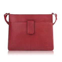 Listonoszka skórzana włoska Paolo Peruzzi E-27-RD czerwony. Czerwone torebki klasyczne PAOLO PERUZZI, bez wzorów, z nylonu, na ramię, bez dodatków. Za 189.99 zł.