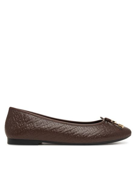 Tommy Hilfiger Baleriny Th Charm Monogram Ballerina FW0FW09683 Brązowy. Brązowe baleriny TOMMY HILFIGER, bez wzorów, ze skóry, bez obcasa. Za 449.99 zł.