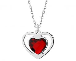 Naszyjnik srebrny ze szlifowany szkłem - serca. Szare naszyjniki Apart, srebrne. Za 199.00 zł.