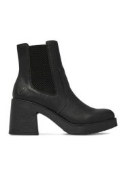 Rieker Botki CEO-58081-00 Czarny. Czarne botki Rieker, bez wzorów, ze skóry, bez obcasa, na słupku, bez zapięcia. Za 379.99 zł.