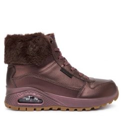 Botki Skechers. Brązowe botki Skechers, bez wzorów, bez obcasa, na płaskiej podeszwie, bez zapięcia. Za 449.99 zł.