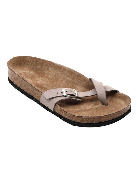 Ballerin's Skórzane japonki "Knidos" w kolorze jasnoszarym rozmiar: 39. Szare klapki Ballerin's, bez wzorów, z materiału, bez obcasa. Za 148.96 zł.