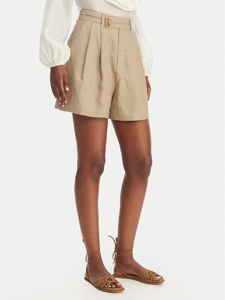 Eleh Bermudy SS260320 Beżowy Relaxed Fit. Brązowe szorty Eleh, bez wzorów, ze lnu. Za 509.99 zł.