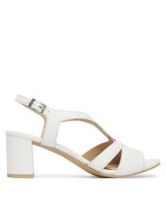 Caprice Sandały 9-28308-46 Biały. Białe sandały Caprice, bez wzorów, ze skóry, bez obcasa, na słupku, bez zapięcia. Za 228.99 zł.