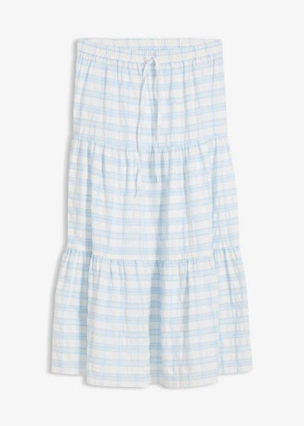 Spódnica midi z czystej bawełny. Białe spódnice bonprix, bez wzorów, z bawełny, midi. Za 37.99 zł.