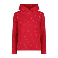 Damska bluza z kapturem CMP. Czerwone bluzy CMP, na zimę, uniwersalny, bez wzorów, z materiału, z kapturem. Za 296.70 zł.