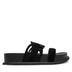 Klapki Liu Jo. Czarne klapki Liu Jo, bez wzorów, bez obcasa. Za 339.99 zł.