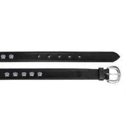 Pasek do spodni skórzany dla dorosłych EQ.QUEEN Crown. Czarne paski EQUESTRIAN QUEEN, bez wzorów, sportowe. Za 79.99 zł.