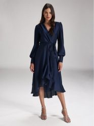Swing Sukienka koktajlowa 5AE29200 Granatowy Relaxed Fit. Niebieskie sukienki Swing, bez wzorów, z syntetyku, wizytowe, bez kołnierzyka, bez ramiączek. Za 449.99 zł.